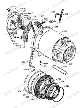 Взрыв-схема стиральной машины Zanussi ZF1028ROBUSTA - Схема узла Tub and drum